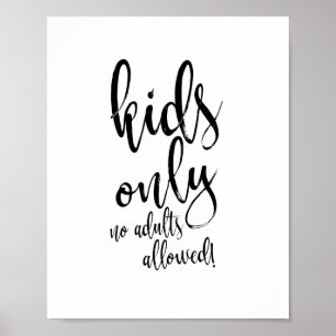 Kinder-Tisch Schwarz-Weiß 8x10-Schild für Hochzeit Poster