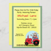 Kinder Tractor zum Geburtstag Einladung (Vorne/Hinten)