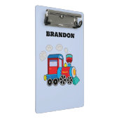 Kinder Train Boys Blue Individuelle Name Mini Klemmbrett (Schrägansicht)