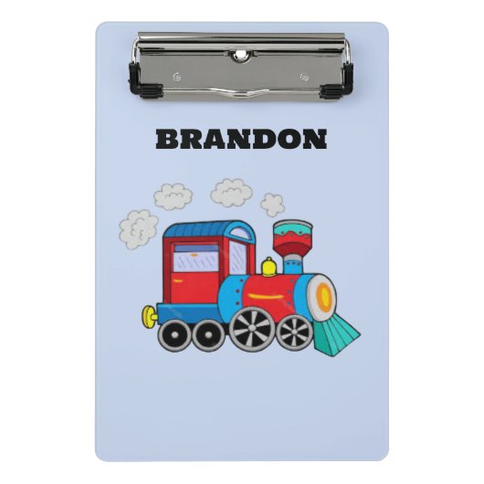 Kinder Train Boys Blue Individuelle Name Mini Klemmbrett (Vorderseite)