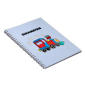 Kinder Train Boys Blue Individuelle Name Notizblock (Rechte Seite)