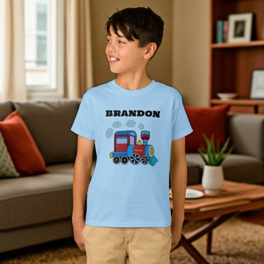 Kinder Train Boys Blue Individuelle Name T-Shirt