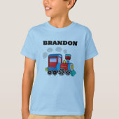 Kinder Train Boys Blue Individuelle Name T-Shirt (Vorderseite)