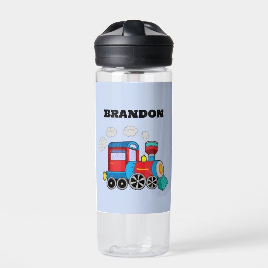 Kinder Train Boys Blue Individuelle Name Trinkflasche (Vorderseite)