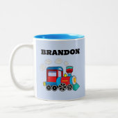 Kinder Train Boys Blue Individuelle Name Zweifarbige Tasse (Links)
