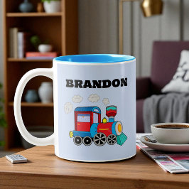 Kinder Train Boys Blue Individuelle Name Zweifarbige Tasse