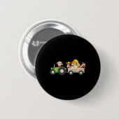 Kinder Traktor Farm Bauern Tiere Pferd Kuh Huhn Button (Vorne & Hinten)