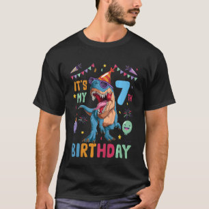 Kinder Trex Dino Dinosaur 7. Seven Bday Girl 7 Jah T-Shirt
