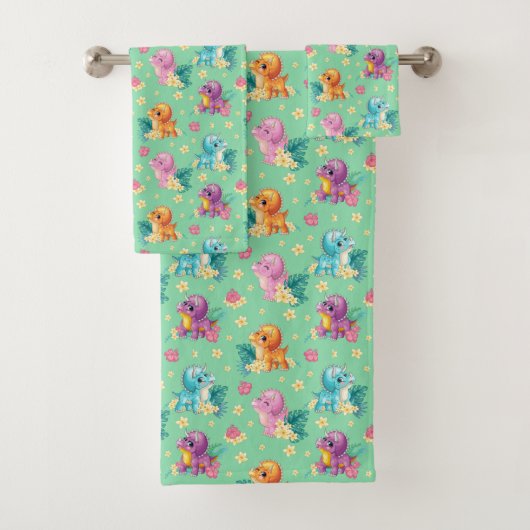 Kinder Triceratops Dinosaurier Badhandtuch Set (Insitu)