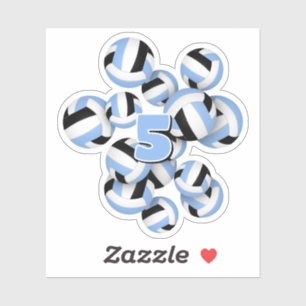 Kinder-Trikotnummer lt blau schwarz Volleybälle Aufkleber