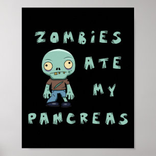 Kinder Typ 1 Diabetes Halloween - Zombies Ate Panc Poster