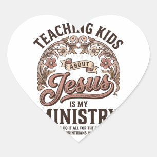 Kinder über Jesus unterrichten ist mein Amt Vintag Herz-Aufkleber