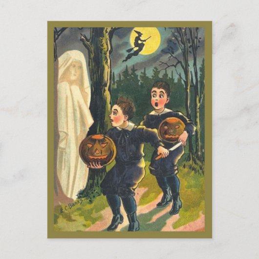 Kinder und Geist der Angst - Vintages Halloween Postkarte (Vorderseite)