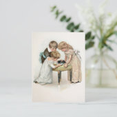 Kinder und Katzen Vintag Postkarte (Stehend Vorderseite)