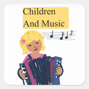 Kinder und Musik Quadratischer Aufkleber