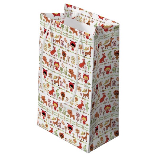 Kinder-und Tier-Muster Kleine Geschenktüte (Rückseite Schrägansicht)