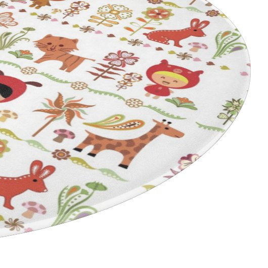 Kinder-und Tier-Muster Schneidebrett (Ecke)