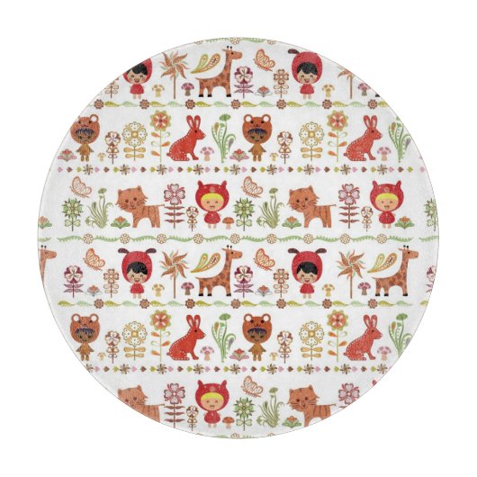 Kinder-und Tier-Muster Schneidebrett (Vorderseite)