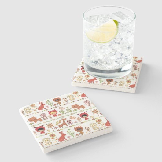 Kinder-und Tier-Muster Steinuntersetzer (Seitenansicht)