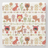 Kinder-und Tier-Muster Steinuntersetzer (Vorderseite)