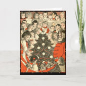 Kinder und Weihnachtsmann, ein Weihnachtsfest Feiertagskarte (Vorderseite)