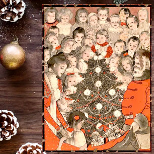 Kinder und Weihnachtsmann, ein Weihnachtsfest Feiertagskarte