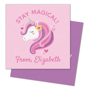 Kinder Unicorn Gesicht Rosa Valentinstag Note Card Mitteilungskarte