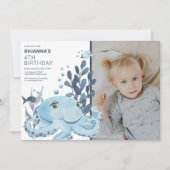 Kinder unter dem Foto des Meeres Einladung zur Geb (Vorderseite)