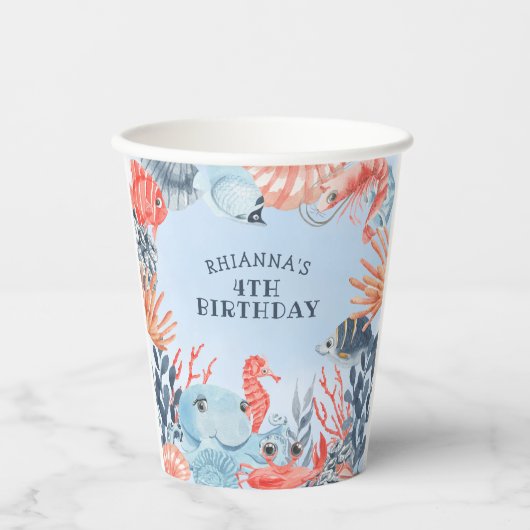 Kinder unter dem Meer Geburtstagsparty Pappbecher (Vorderseite)
