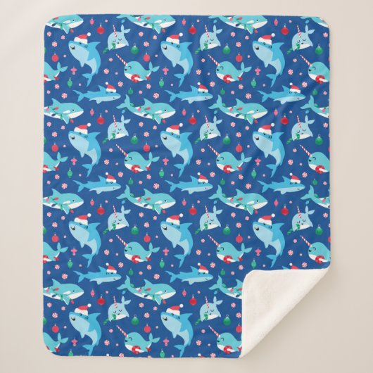 Kinder unter dem Meer Weihnachtshai Narwhal Sherpadecke (Vorderseite)