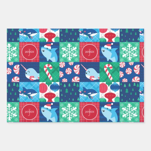 Kinder unter dem Weihnachtswerk des Meeres Geschenkpapier Set (Vorderseite 2)