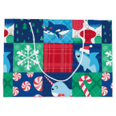 Kinder unter dem Weihnachtswerk des Meeres Große Geschenktüte (Rückseite)