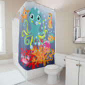 Kinder unter den Seeozean-Wasserkraken-Fischen Duschvorhang (Beispiel)