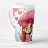 Kinder unter einem rosa Schirm mit herabfallendem Milchtasse (Linke Ecke)