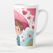 Kinder unter einem rosa Schirm mit herabfallendem  Milchtasse (Rechts)