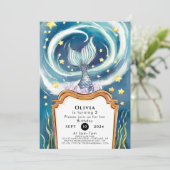 Kinder unter Meerjungfrau zum Geburtstag Einladung (Stehend Vorderseite)