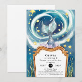 Kinder unter Meerjungfrau zum Geburtstag Einladung (Vorne/Hinten)