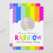 Kinder unter Regenbogenwolke 5. Geburtstag einlade Einladung (Vorne/Hinten)