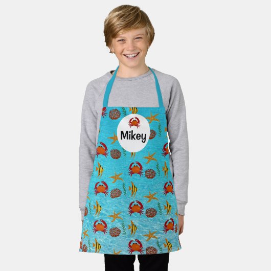 Kinder unter Wasser mit Fisch personalisieren Schürze (Getragen)