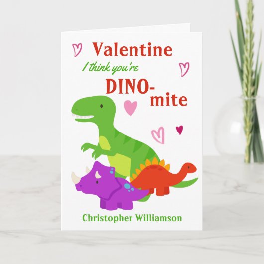 Kinder Valentinstag Dino-mite Dinosaurier Karte (Vorderseite)