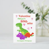 Kinder Valentinstag Dino-mite Dinosaurier Postkarte (Stehend Vorderseite)