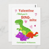 Kinder Valentinstag Dino-mite Dinosaurier Postkarte (Vorne/Hinten)