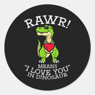 Kinder Valentinstag Dino Rawr Ich liebe dich Junge Runder Aufkleber
