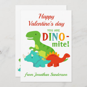 Kinder Valentinstag Dinosaurier Dino-mite Fun Flat Feiertagskarte