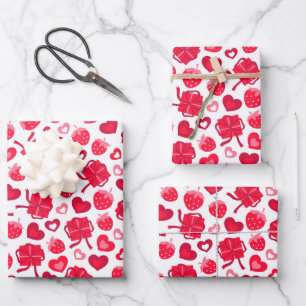 Kinder Valentinstag Herz Schokoladen Strawberry Geschenkpapier Set