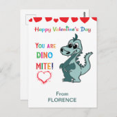 Kinder Valentinstag Klasse Dinosaurier - Dinoomit Postkarte (Vorne/Hinten)