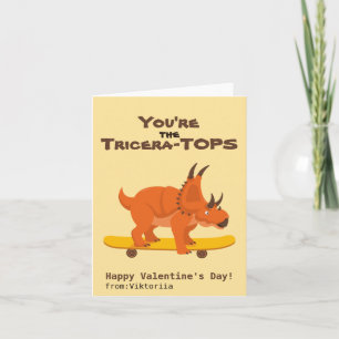 Kinder Valentinstag Skateboard Dinosaurier Feiertagskarte