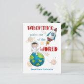 Kinder Valentinstag Weltraum aus dieser Welt Postkarte (Stehend Vorderseite)