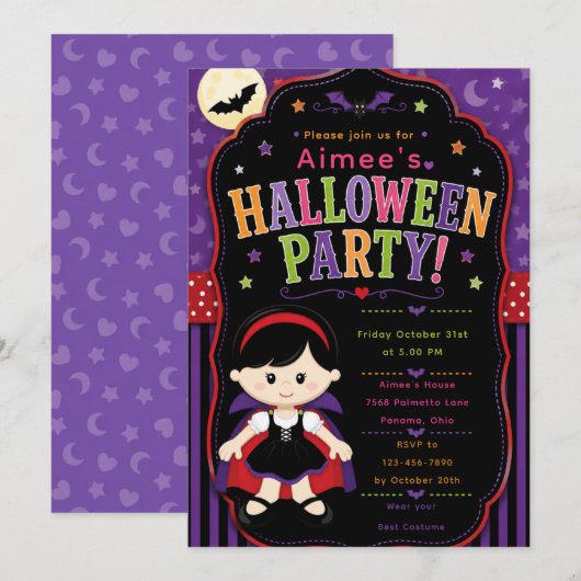 Kinder-Vampir-Halloween-Party Einladung (Vorne/Hinten)