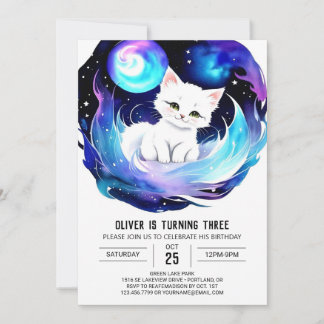 Kinder verzaubert Kitten zum Geburtstag Einladung